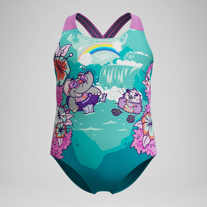 Infant Girls' Learn to Swim Printed Crossback Swimsuit Green | Speedo