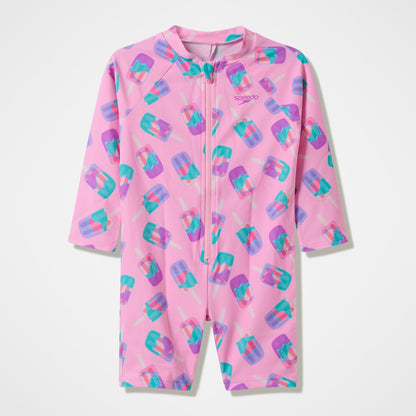 Infants Printed Long Sleeve Zip Swimsuit Pink | Speedo
