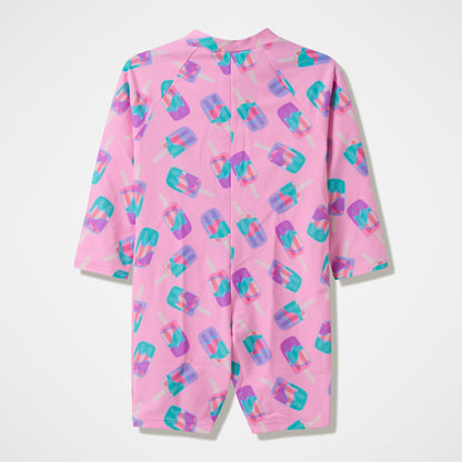 Infants Printed Long Sleeve Zip Swimsuit Pink | Speedo