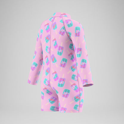 Infants Printed Long Sleeve Zip Swimsuit Pink | Speedo