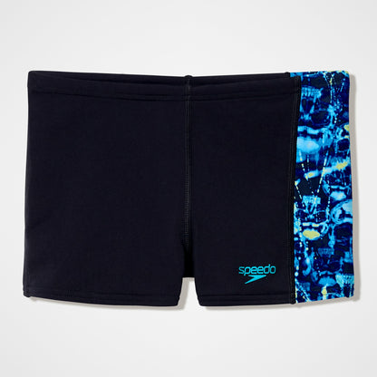 Boys Printed Panel Aquashorts Black/Blue | Speedo