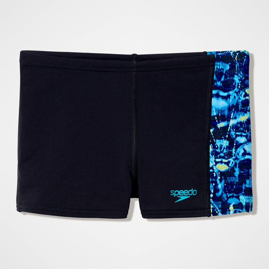Boys Printed Panel Aquashorts Black/Blue | Speedo