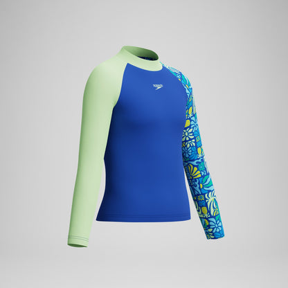 Boys Printed Long Sleeve Rashguard Blue | Speedo