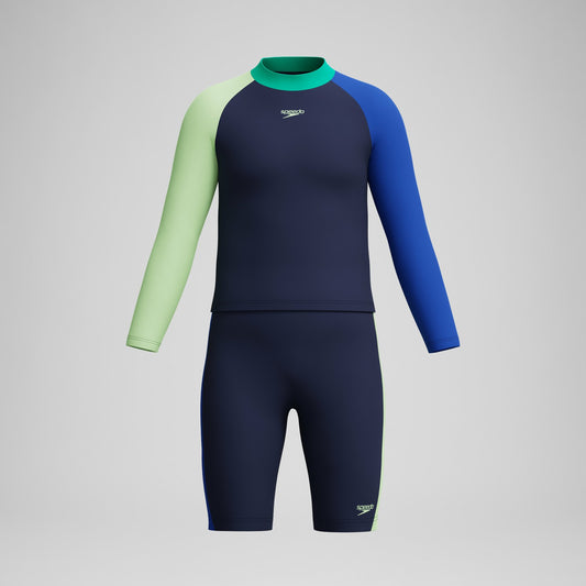 Boys Colourblock Long Sleeve Rashguard Navy | Speedo