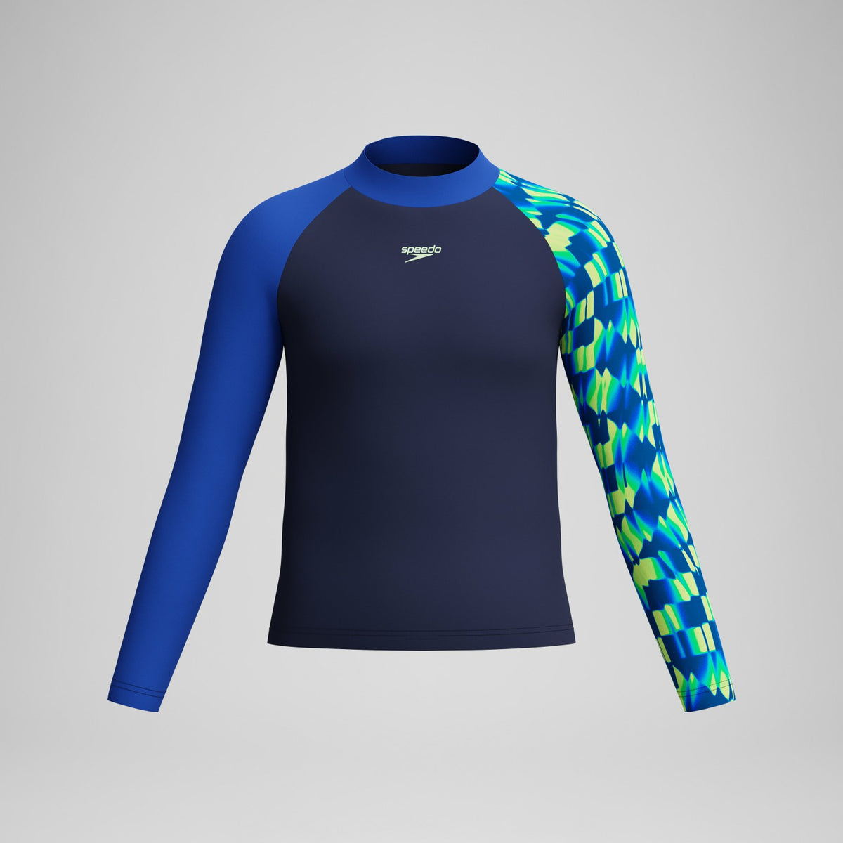 Boys Printed Long Sleeve Rashguard Navy/Green | Speedo