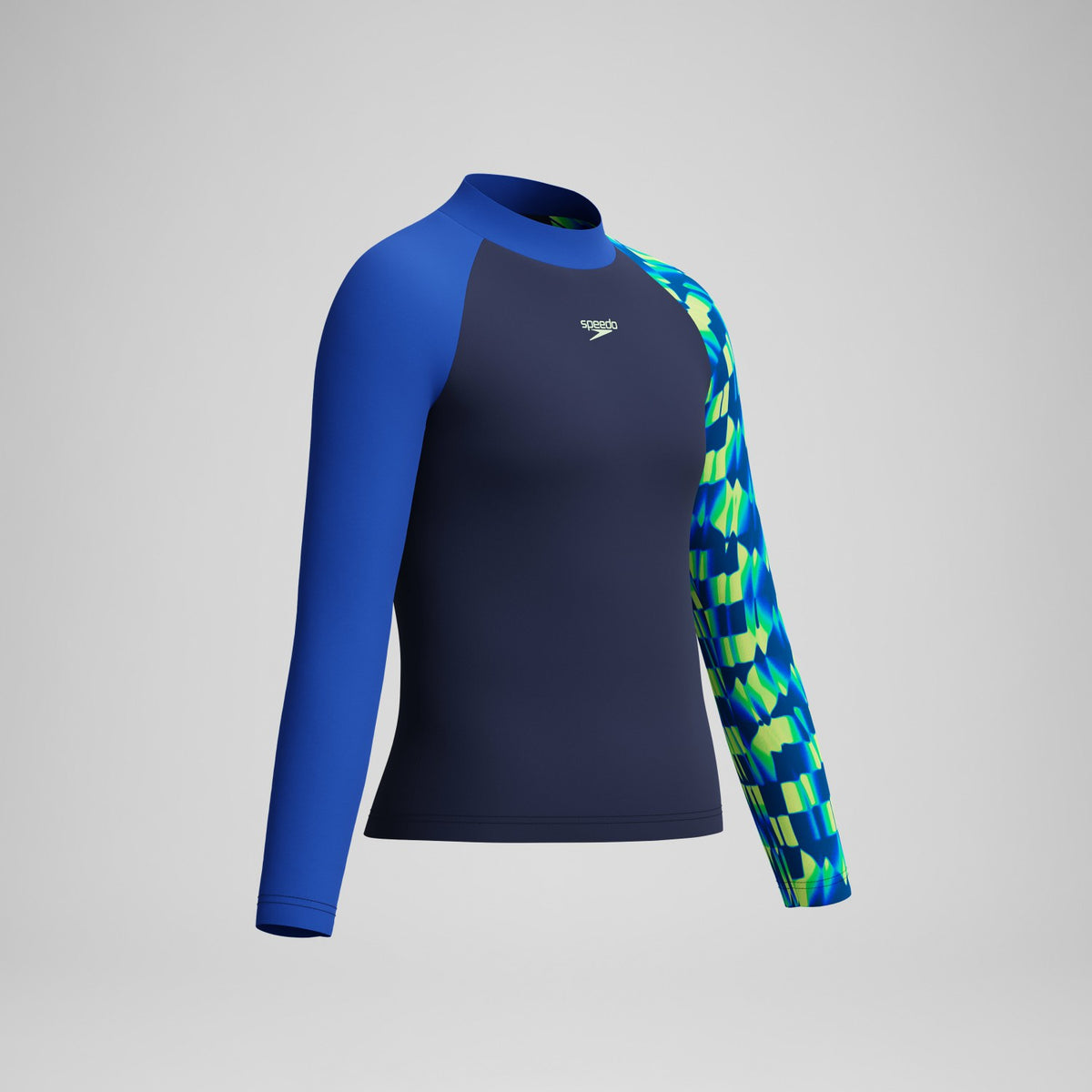 Boys Printed Long Sleeve Rashguard Navy/Green | Speedo