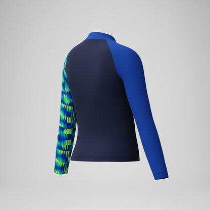 Boys Printed Long Sleeve Rashguard Navy/Green | Speedo