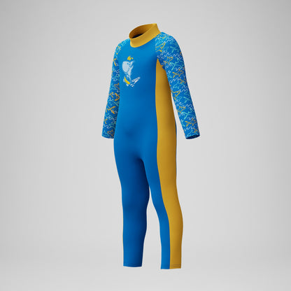 Infant Boys Learn to Swim All-In-One Sun Protection Suit Blue/Yellow | Speedo