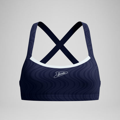 Jetstream Textured Crossback Bikini Top Navy/White | Speedo