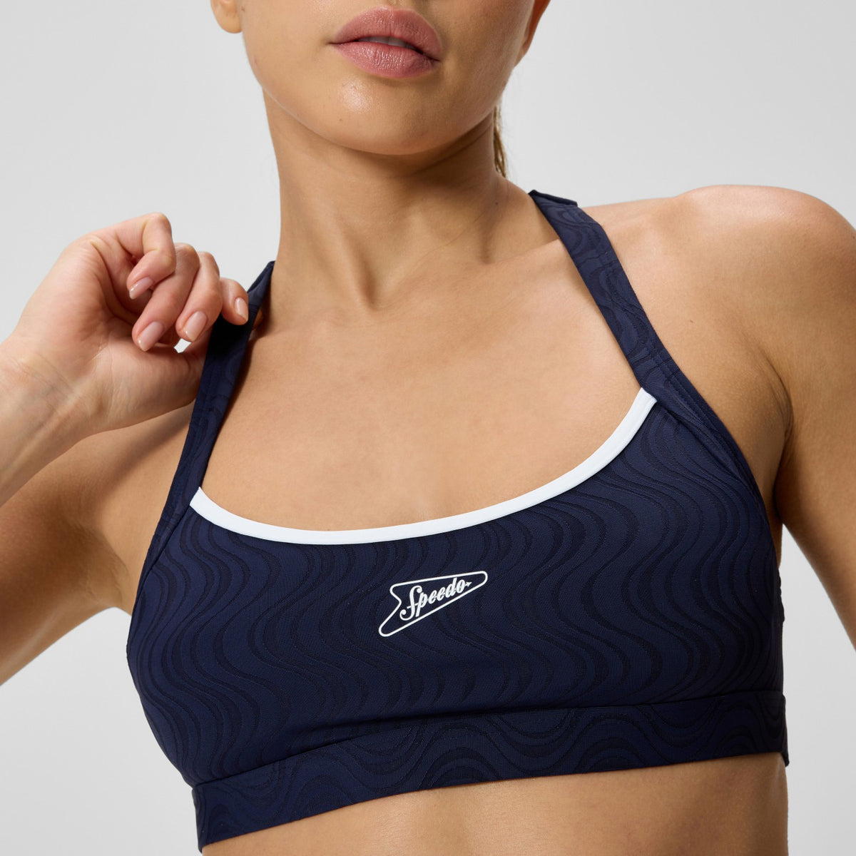 Jetstream Textured Crossback Bikini Top Navy/White | Speedo