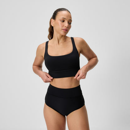 Solid Square Neck Bikini Top Black | Speedo
