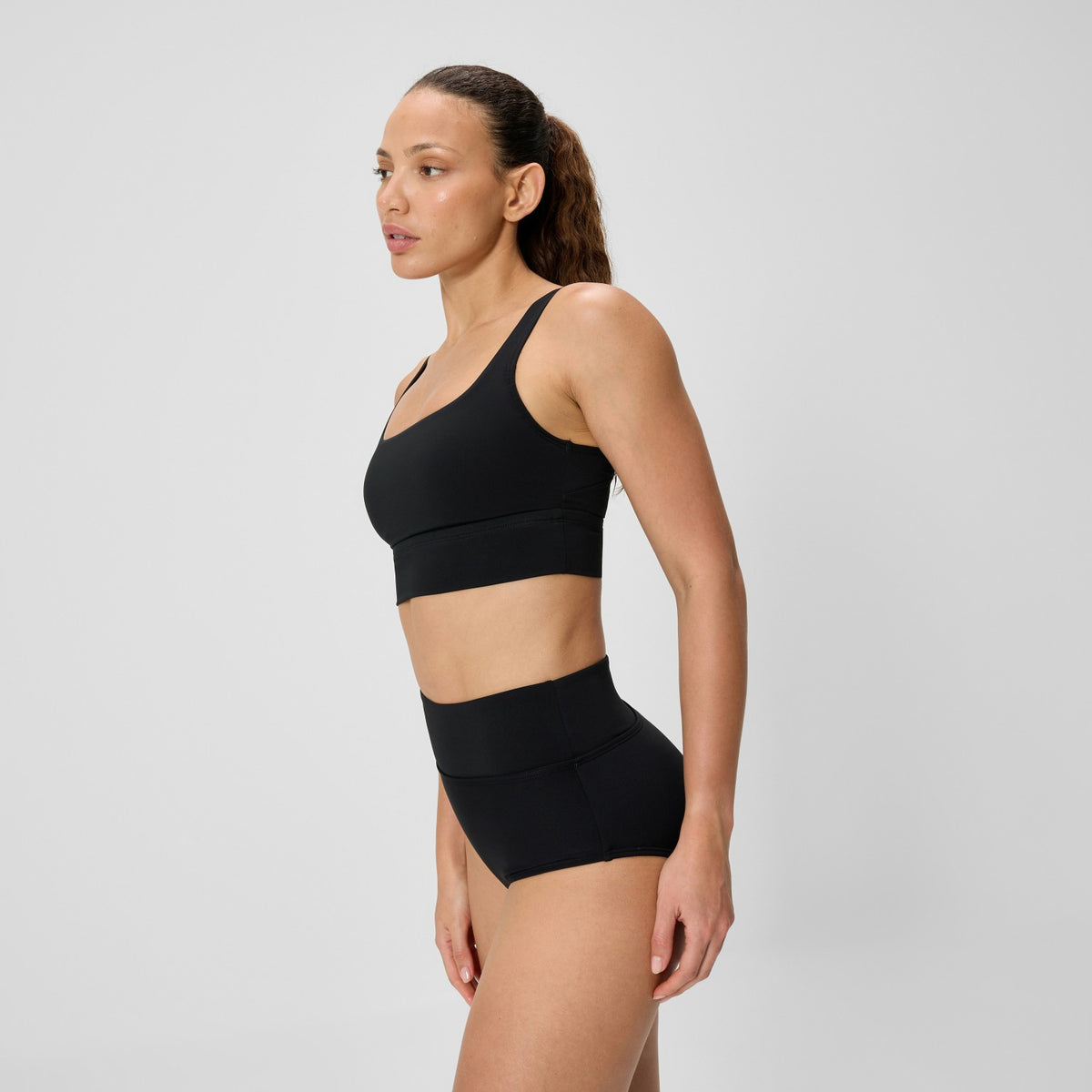 Solid Square Neck Bikini Top Black | Speedo