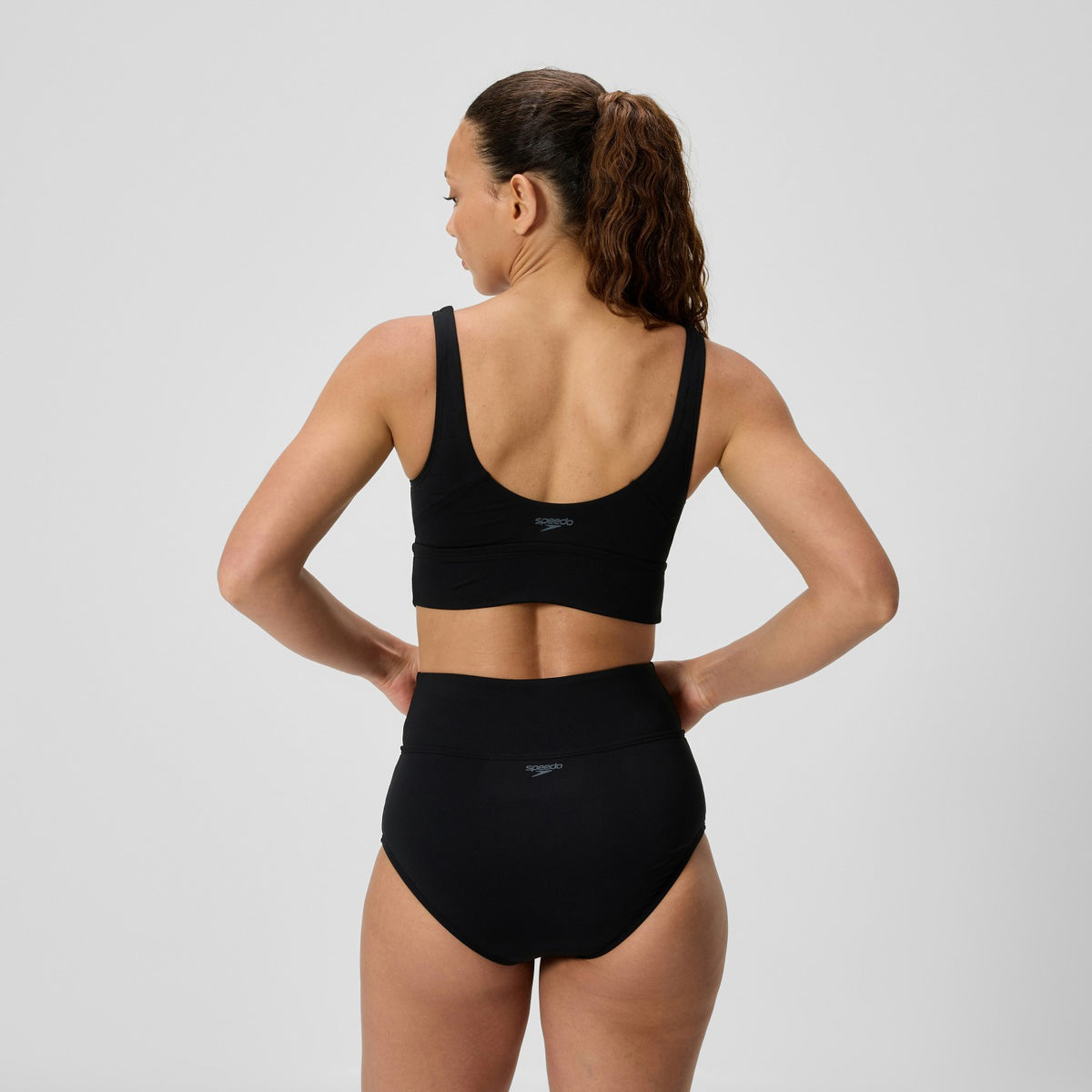 Solid Square Neck Bikini Top Black | Speedo