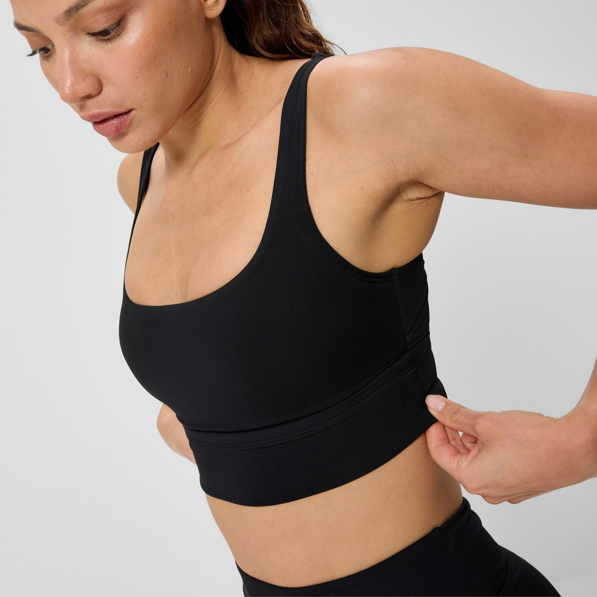 Solid Square Neck Bikini Top Black | Speedo