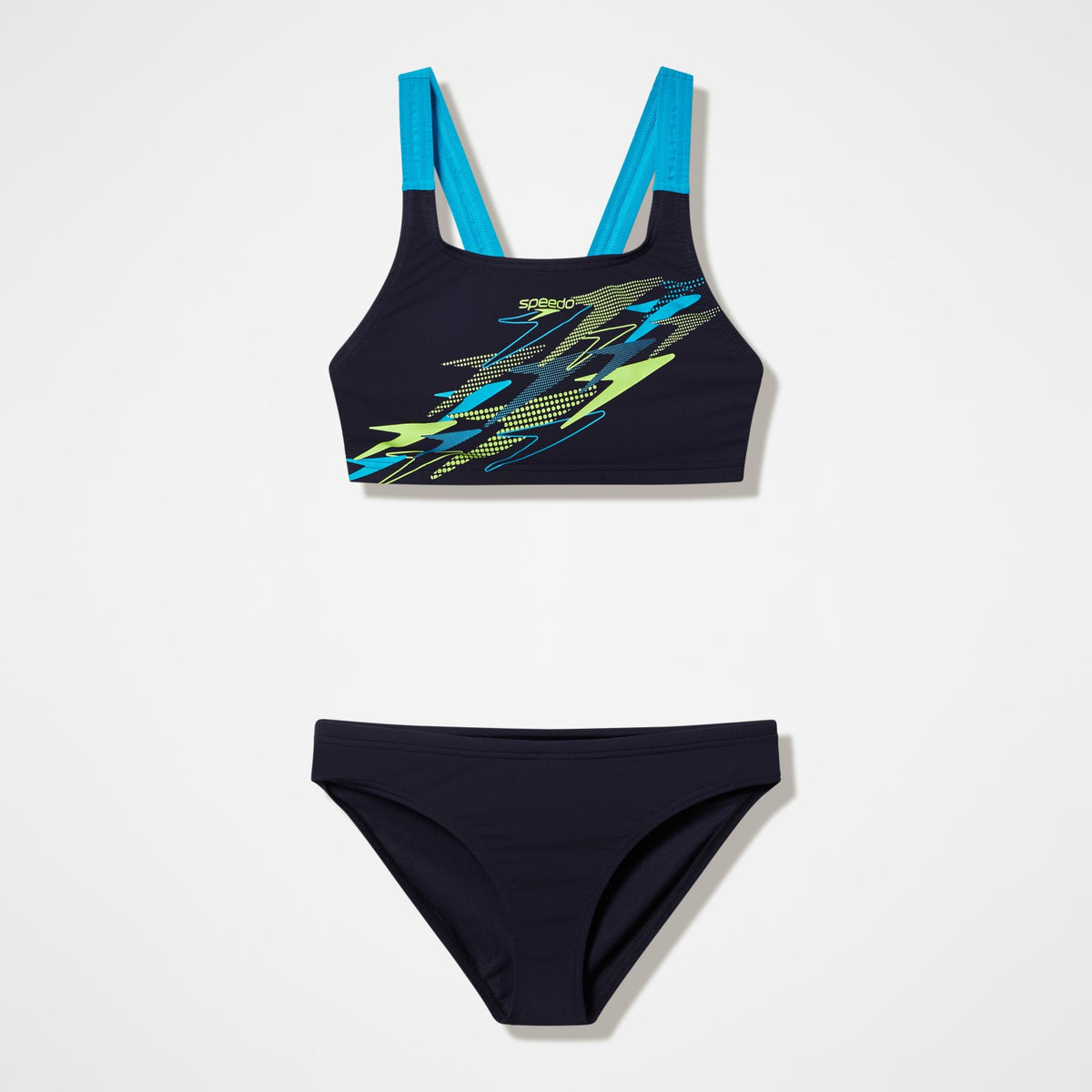 Medley Logo V-Back Bikini Set Black/Turquoise | Speedo