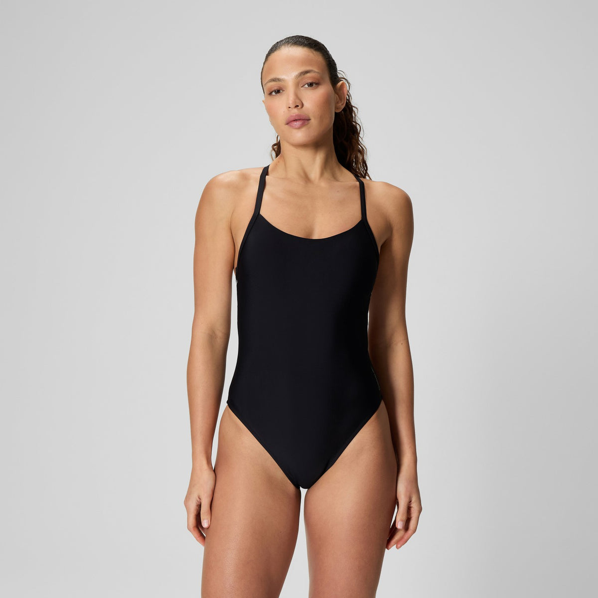 Solid Racerback Swimsuit Black/White | Speedo