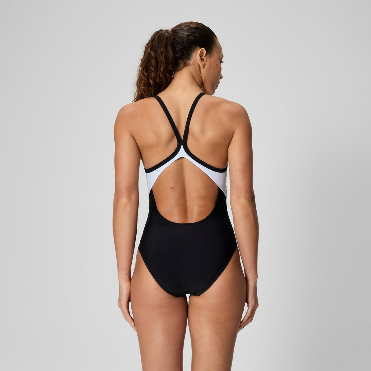 Solid Racerback Swimsuit Black/White | Speedo