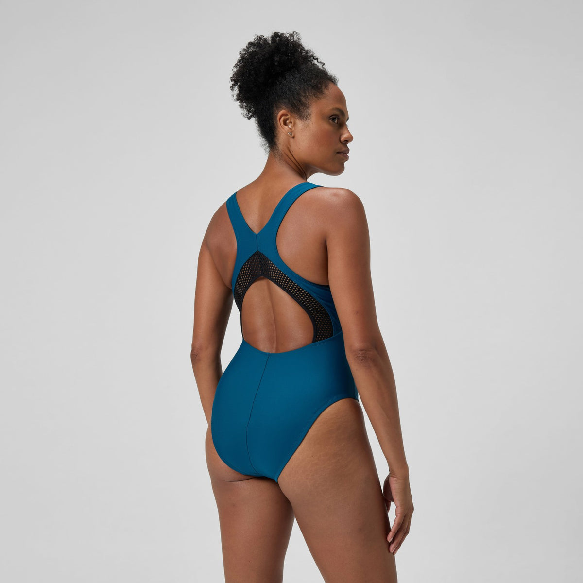 Solid Scoop Neck Mesh Swimsuit Dark Teal | Speedo