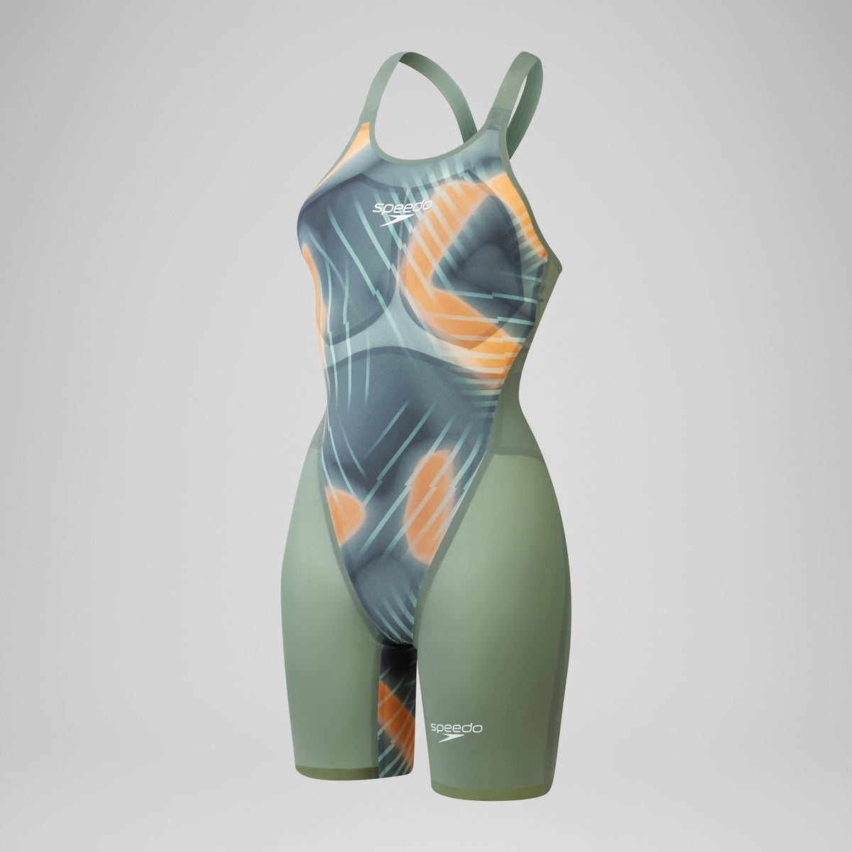 Fastskin LZR Pure Valor 2.0 Closedback Kneeskin Green/Orange | Speedo