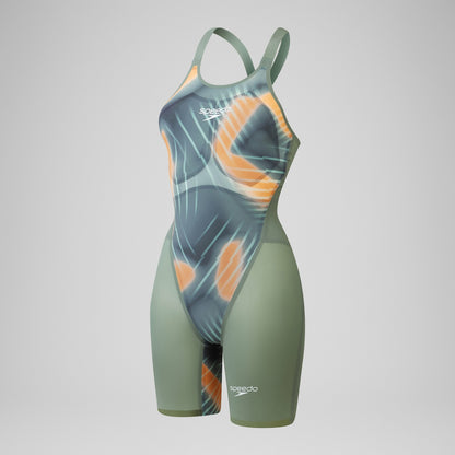 Fastskin LZR Pure Valor 2.0 Closedback Kneeskin Green/Orange | Speedo