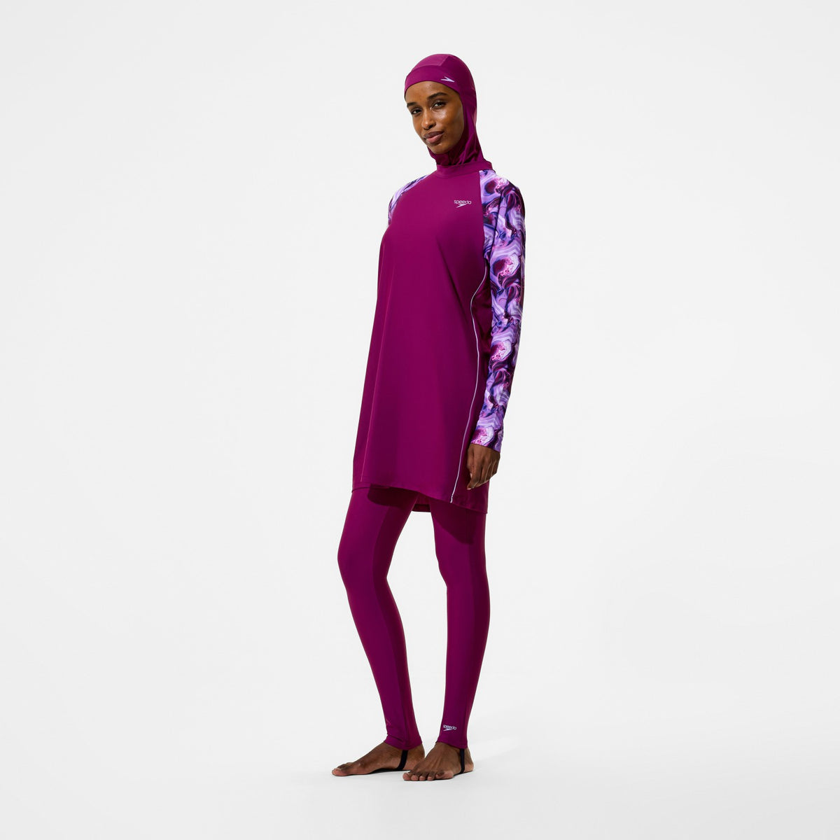 Modern Coverage Printed 3 Piece Swim Set Dark Pink | Speedo