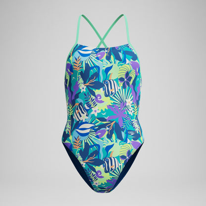 Club Training Printed Tie Back Swimsuit Green | Speedo