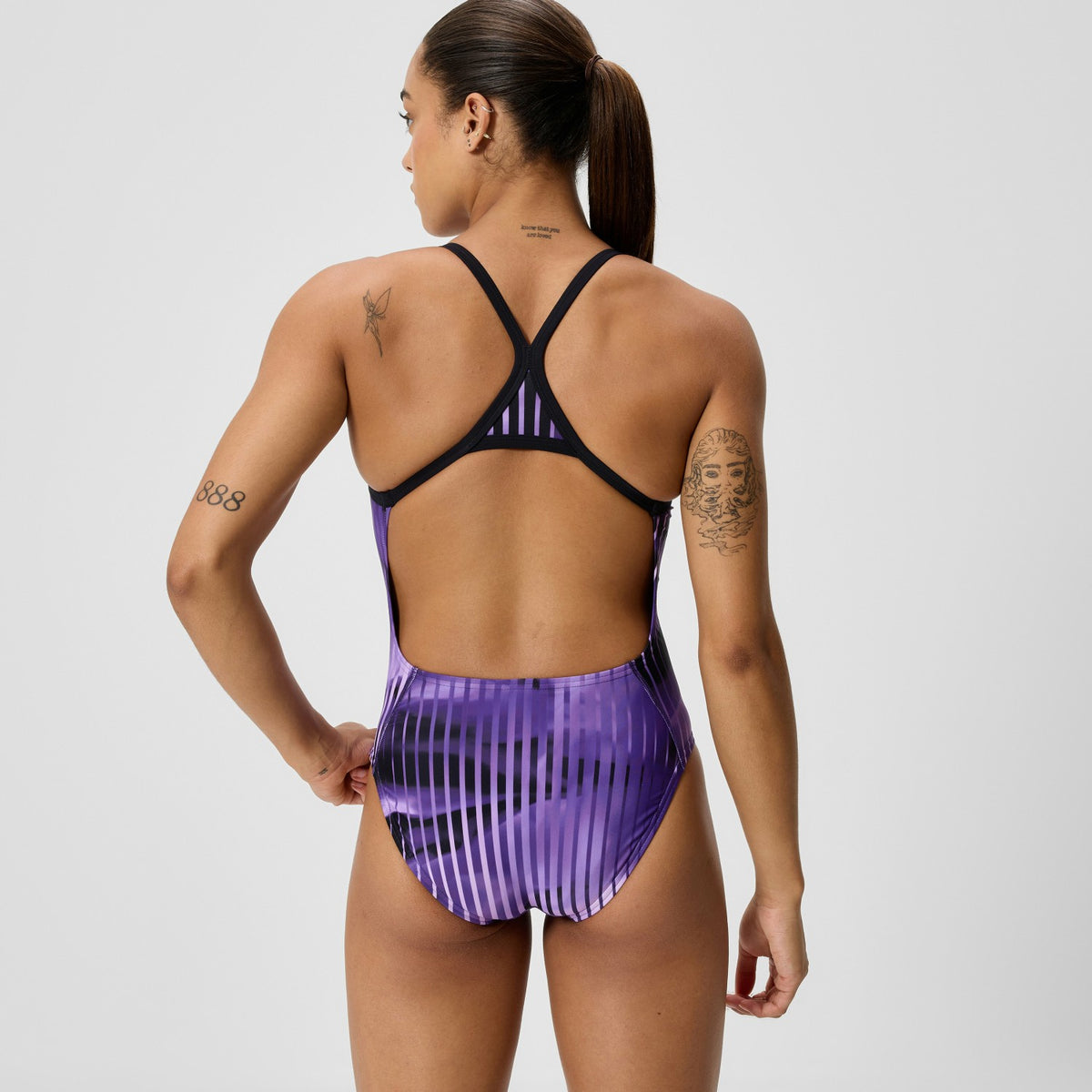Club Training Printed Turnback Swimsuit Purple | Speedo