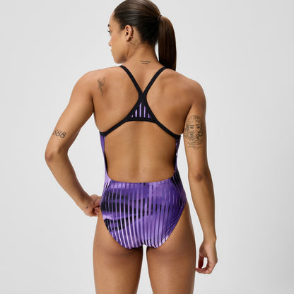 Club Training Printed Turnback Swimsuit Purple | Speedo