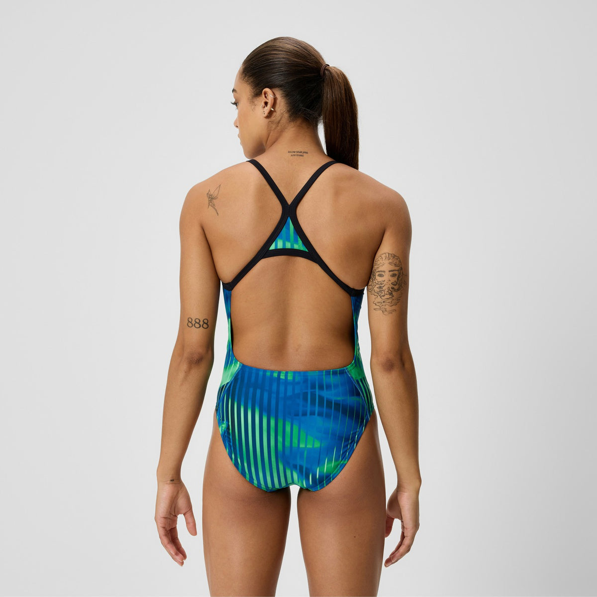 Club Training Printed Turnback Swimsuit Blue/Green | Speedo