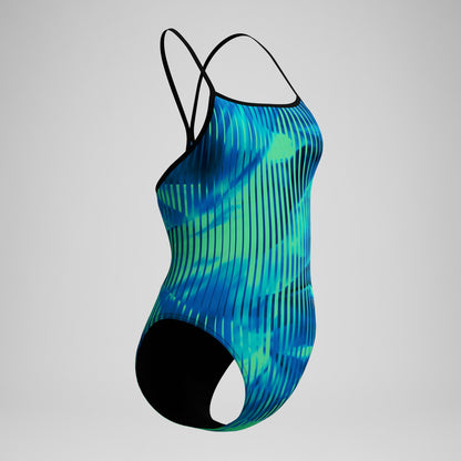 Club Training Printed Turnback Swimsuit Blue/Green | Speedo