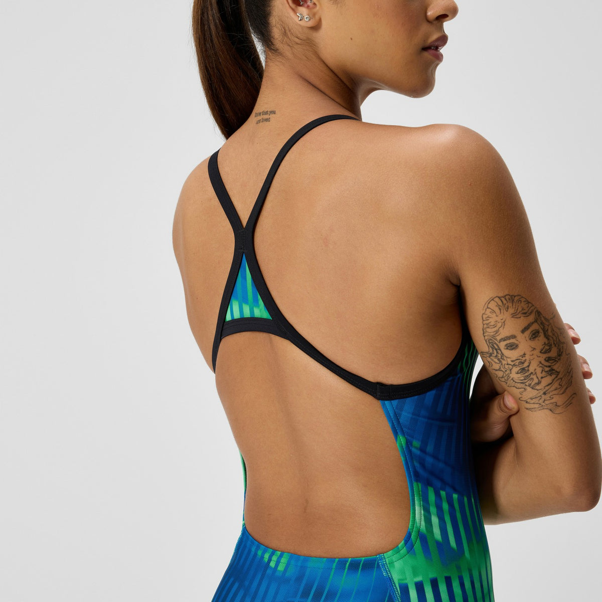 Club Training Printed Turnback Swimsuit Blue/Green | Speedo