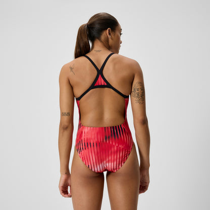 Club Training Printed Turnback Swimsuit Red | Speedo