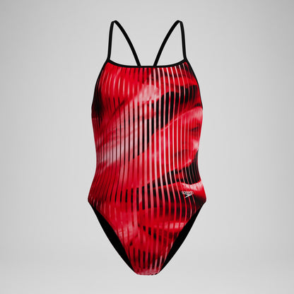 Club Training Printed Turnback Swimsuit Red | Speedo
