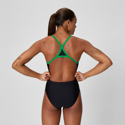 Club Training Turnback Swimsuit Black/Green | Speedo