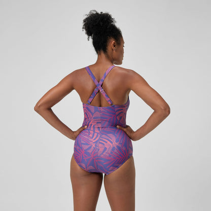 Shaping V Neck Swimsuit Pink/Orange | Speedo