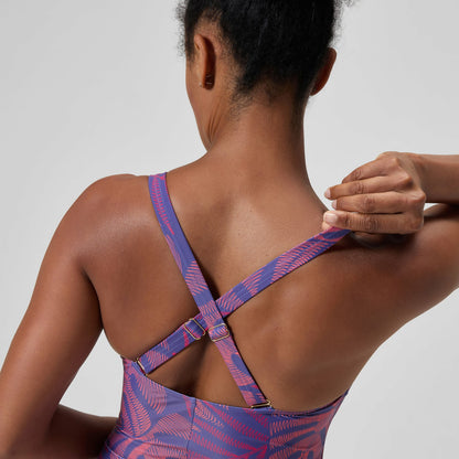 Shaping V Neck Swimsuit Pink/Orange | Speedo