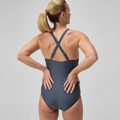 Shaping V Neck Swimsuit Grey | Speedo