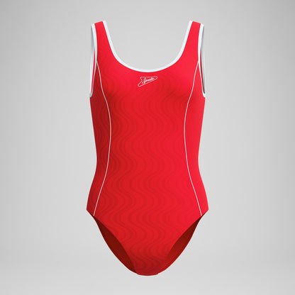 Jetstream Textured Bound Scoop Swimsuit Red/White | Speedo