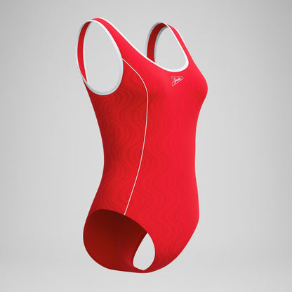 Jetstream Textured Bound Scoop Swimsuit Red/White | Speedo