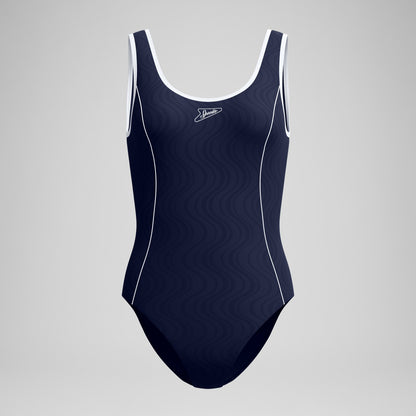 Jetstream Textured Bound Scoop Swimsuit Navy/White | Speedo