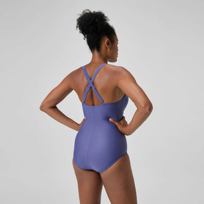 Shaping V Neck Swimsuit Blue | Speedo