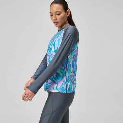 Printed Long Sleeve Swim Shirt Grey/Green | Speedo