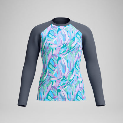 Printed Long Sleeve Swim Shirt Grey/Green | Speedo