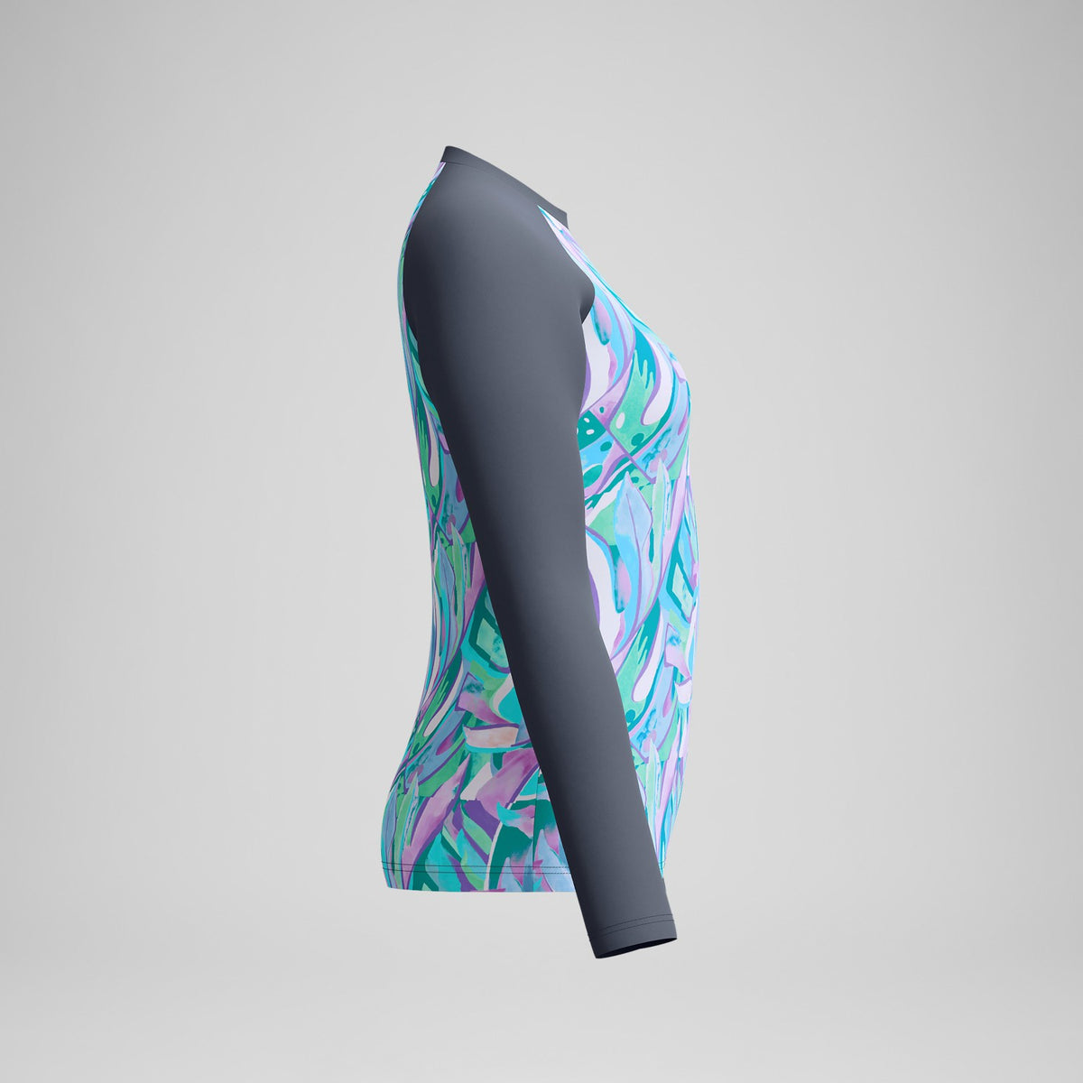 Printed Long Sleeve Swim Shirt Grey/Green | Speedo