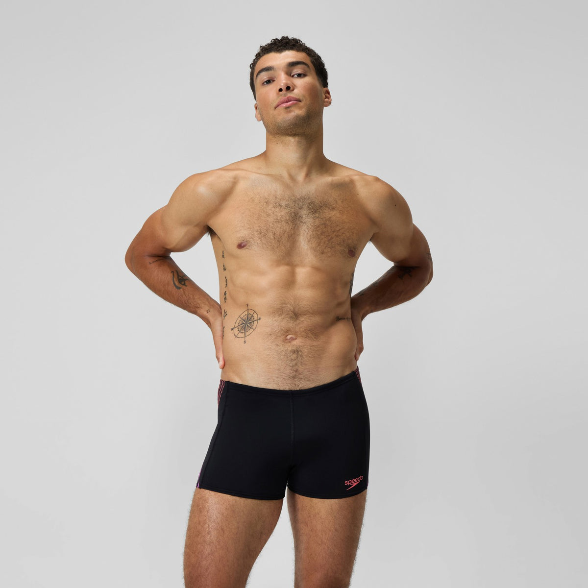 Tech Panel Aquashorts Black/Coral | Speedo