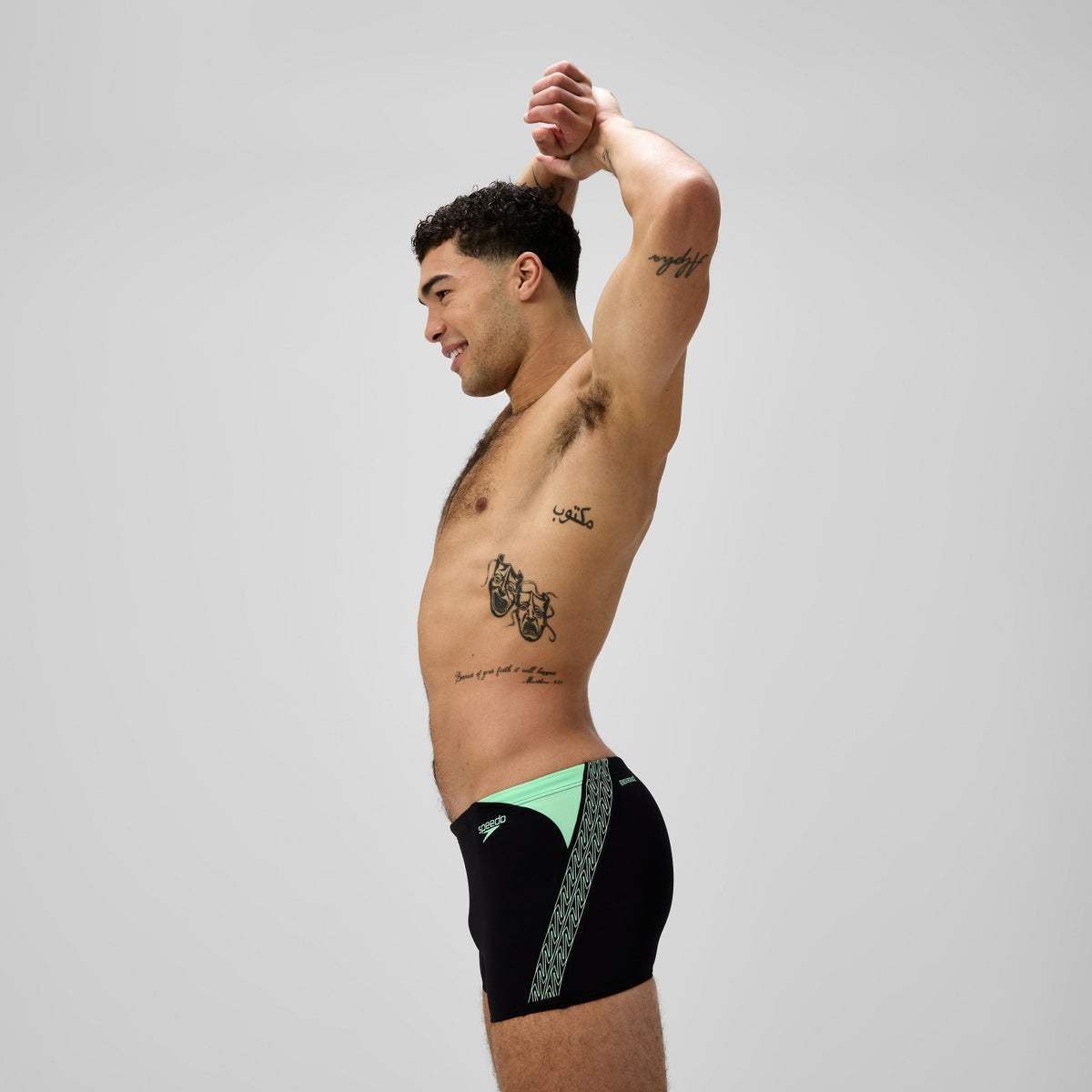Hyperboom Splice Aquashorts Black/Green | Speedo