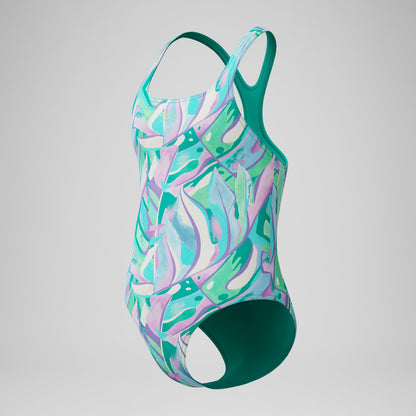 Girls Medalist Printed Swimsuit Green/Purple | Speedo