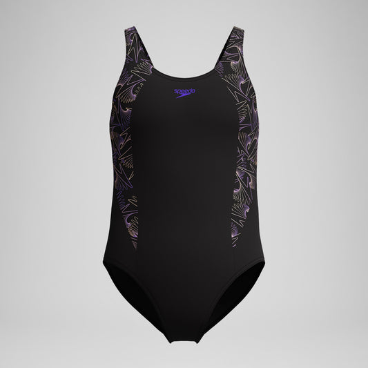 Girls Hyperboom Splice Muscleback Swimsuit Black/Peach | Speedo