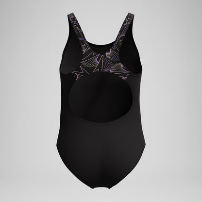 Girls Hyperboom Splice Muscleback Swimsuit Black/Peach | Speedo