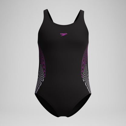 Girls' Placement Muscleback Swimsuit Black/Pink | Speedo